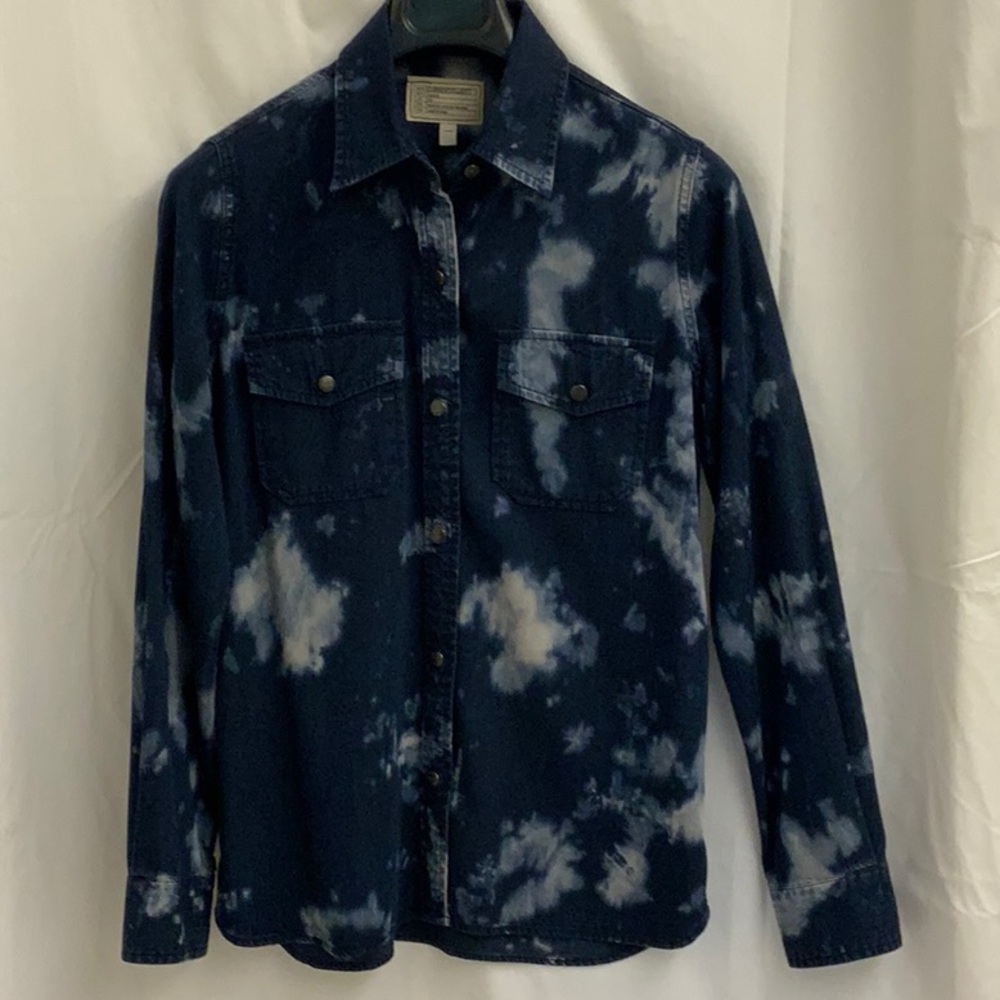 Current/Elliott Thunderstorm Navy Tie-dye Button-down Shirt in Size 1 (=6), NWOT